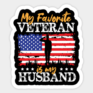 My Favorite Veteran Is My Husband,  Us Marine Veteran, Us Veterans Day Gift Sticker